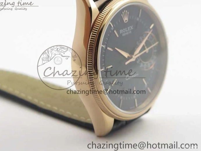 Markers Edition on Date BP Real Stick Cellini Black SA3165 RG 50519 Best Black Maker Dial Strap Leather 0725